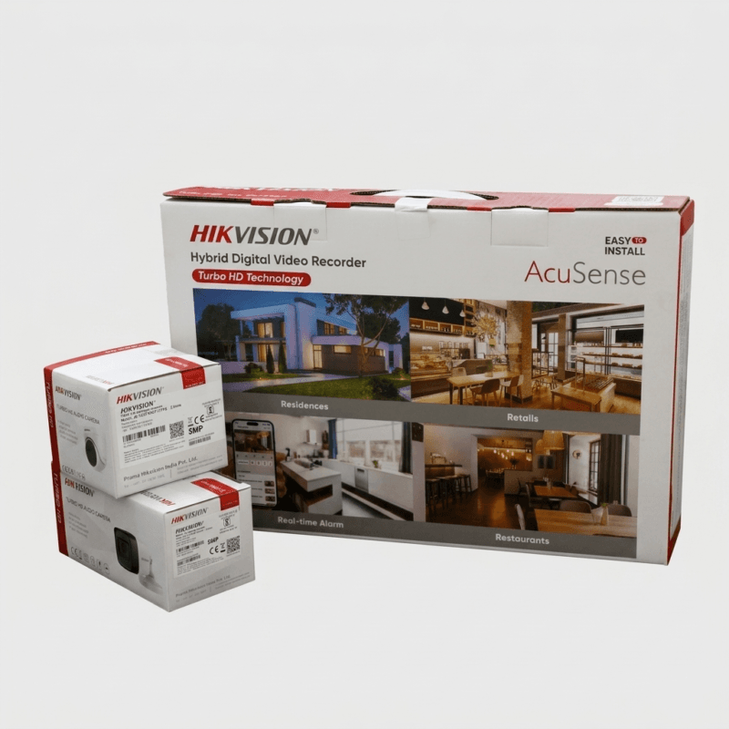 Hikvision AcuSense Turbo HD Hybrid Digital Video Recorder Kit – Smart Audio Surveillance System with AI Perimeter Protection, Turbo HD Audio Dome & Bullet Cameras
