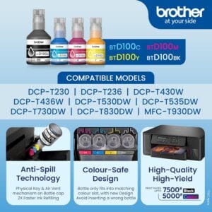 81-Iae2svYL._SL1500_ Brother Genuine BTD100BK Black High Yield Ink Bottle (108ml)