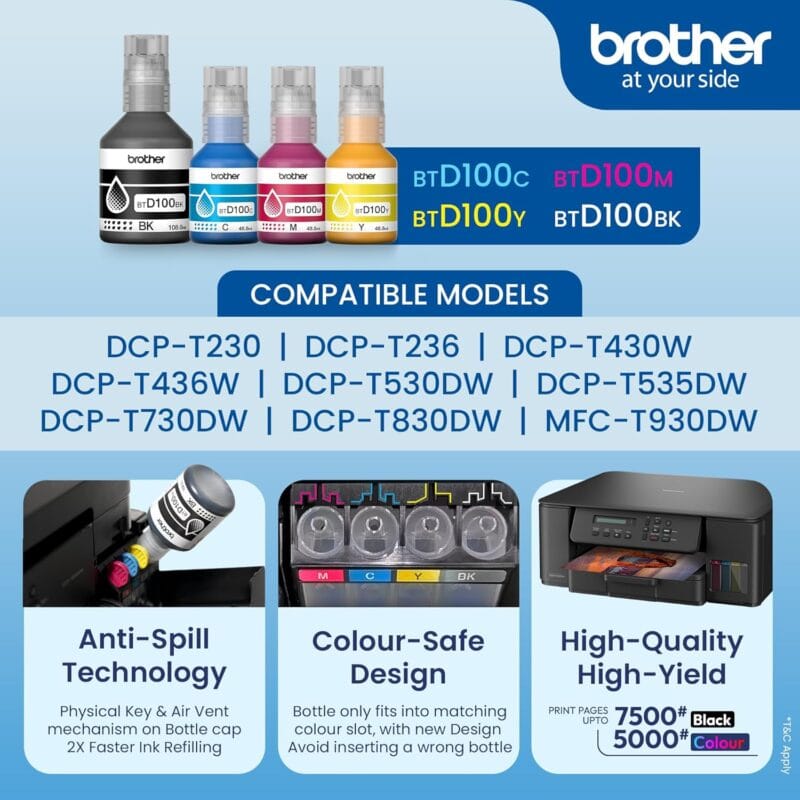 81-Iae2svYL._SL1500_ Brother Genuine BTD100BK Black High Yield Ink Bottle (108ml)
