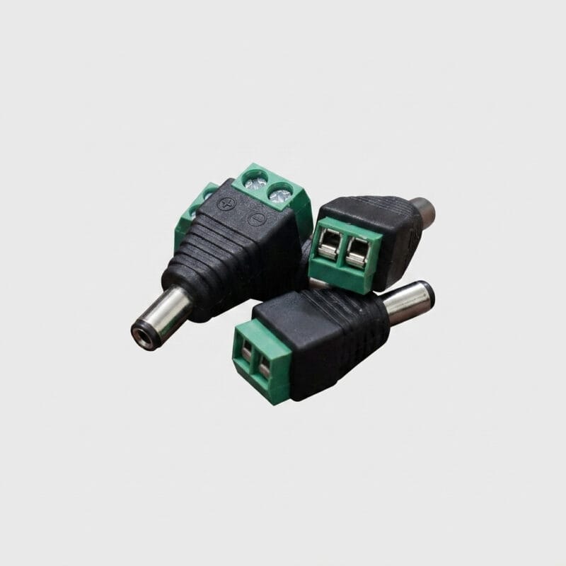 Premium 12V Male DC Power Jack Adapters – 2.1mm x 5.5mm Barrel Connectors with Screw-Terminal Blocks for CCTV Security Cameras, LED Strip Lights, and Low-Voltage Power Routing