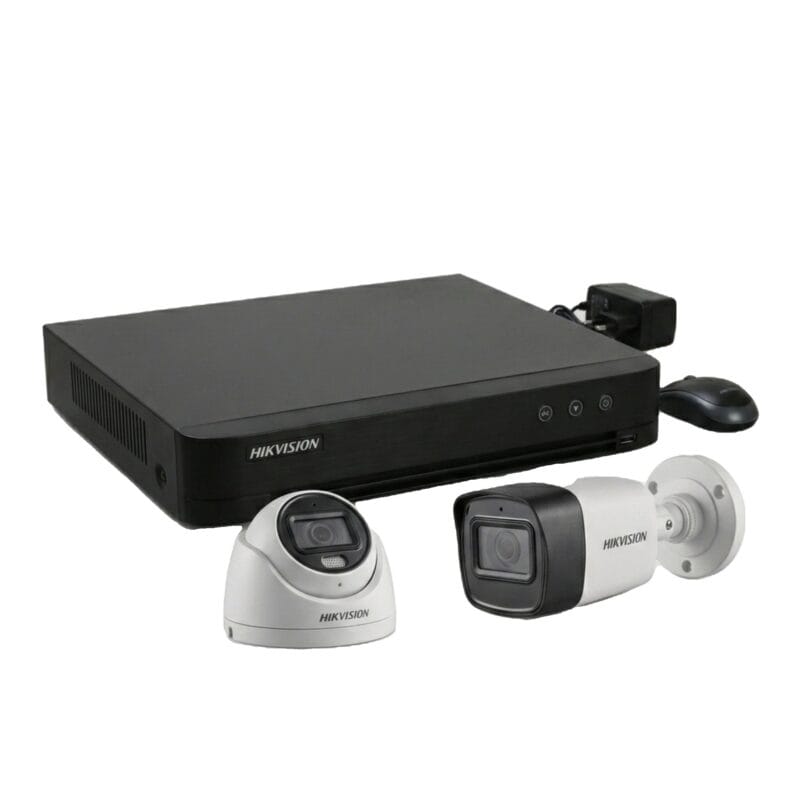 Hikvision AcuSense Turbo HD Hybrid Digital Video Recorder Kit – Smart Audio Surveillance System with AI Perimeter Protection, Turbo HD Audio Dome & Bullet Cameras