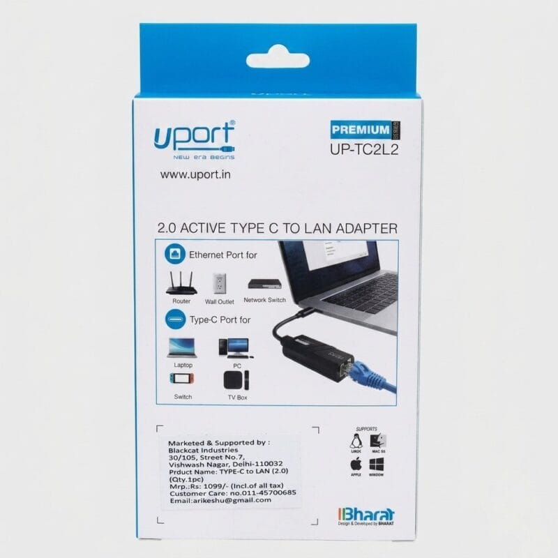 Uport UP-TC2L2 Premium Series USB 2.0 Type-C to LAN Adapter