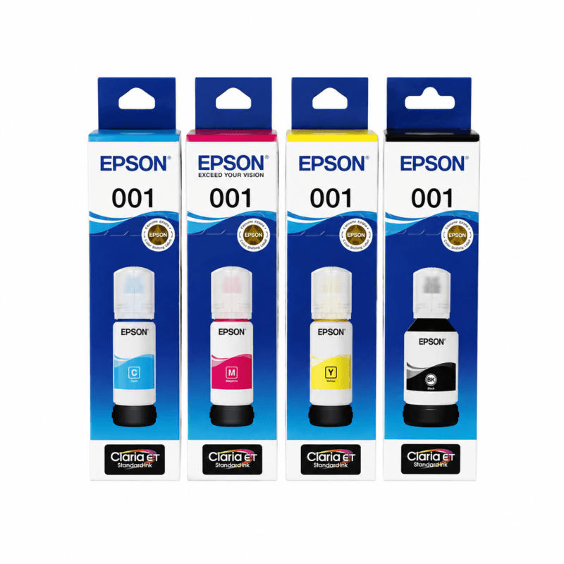 Genuine Epson 001 EcoTank Ink Bottles (Full 4-Color Set)