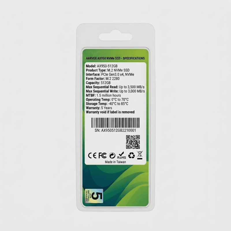1781976396905 AARVEX AX950 PRO 512GB PCIe NVMe M.2 2280 Internal Solid State Drive (SSD)