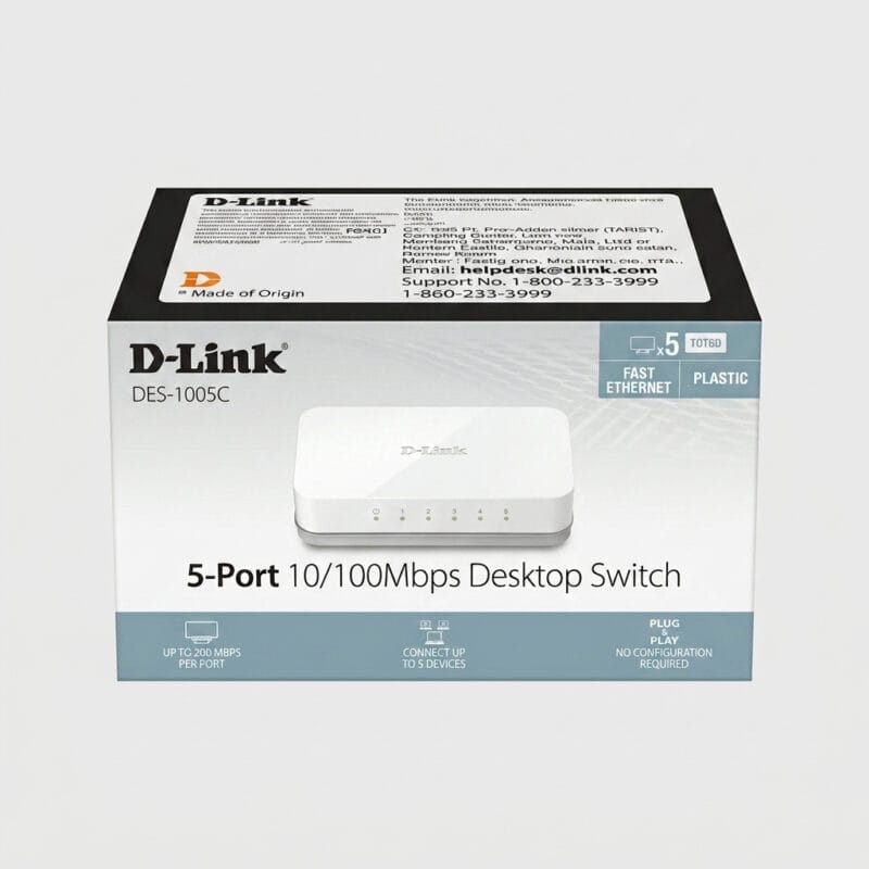 5 Port Lowrate D-Link DES-1005C 5-Port 10/100Mbps Desktop Switch