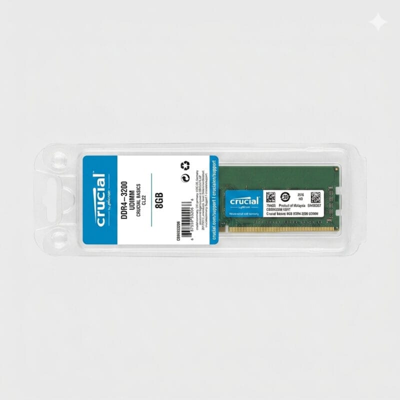 Crucial Basics DDR4 Desktop RAM – 3200MHz CL22 UDIMM Computer Memory Module