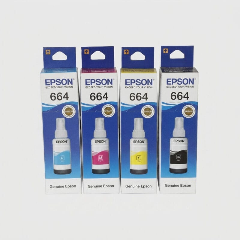 Genuine Epson 664 EcoTank Ink Bottles (Full 4-Color Set: Bk/C/M/Y)