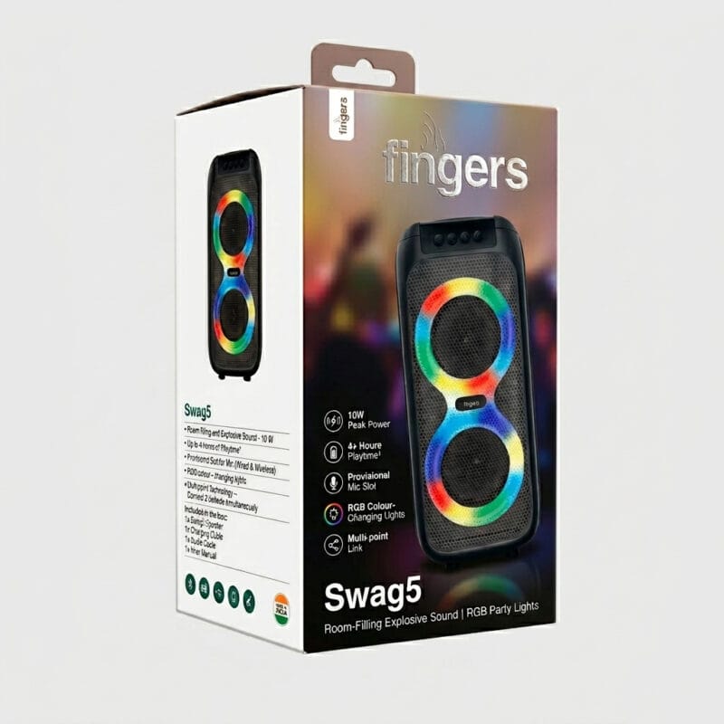 Fingers Swag5 Portable Wireless Bluetooth Party Speaker with RGB Lights Fingers Swag5 Portable Wireless Bluetooth Party Speaker with RGB Lights