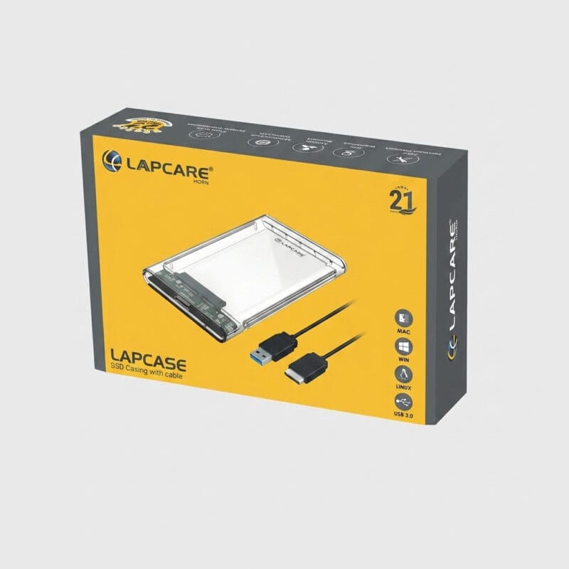 Lapcare LAPCASE Lapcare LAPCASE Transparent USB 3.0 External Enclosure Casing for 2.5" SATA SSD/HDD