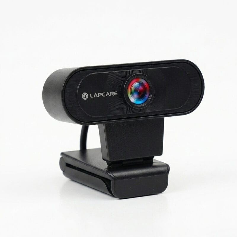 Lapcare Lapcam 720p HD Webcam with Built-in Microphone, 5-Glass Lens, Wide Angle, and Auto White Balance (AWB) – Plug and Play PC USB Camera
