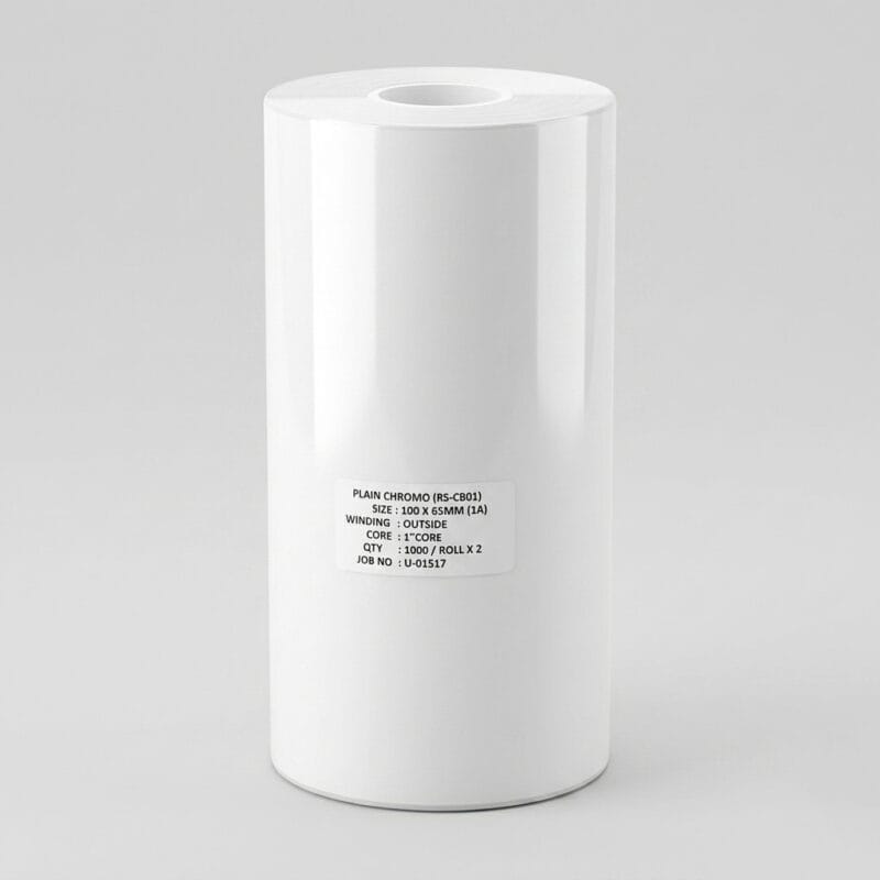 Premium Plain Chromo Barcode Label Roll (RS-C801) – 100mm x 65mm Premium Plain Chromo Barcode Label Roll (RS-C801) – 100mm x 65mm