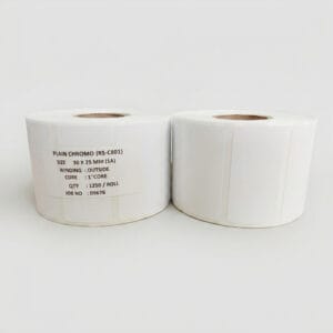 Premium Plain Chromo Barcode Label Roll (RS-C801) – 50mm x 25mm Premium Plain Chromo Barcode Label Roll (RS-C801) – 50mm x 25mm