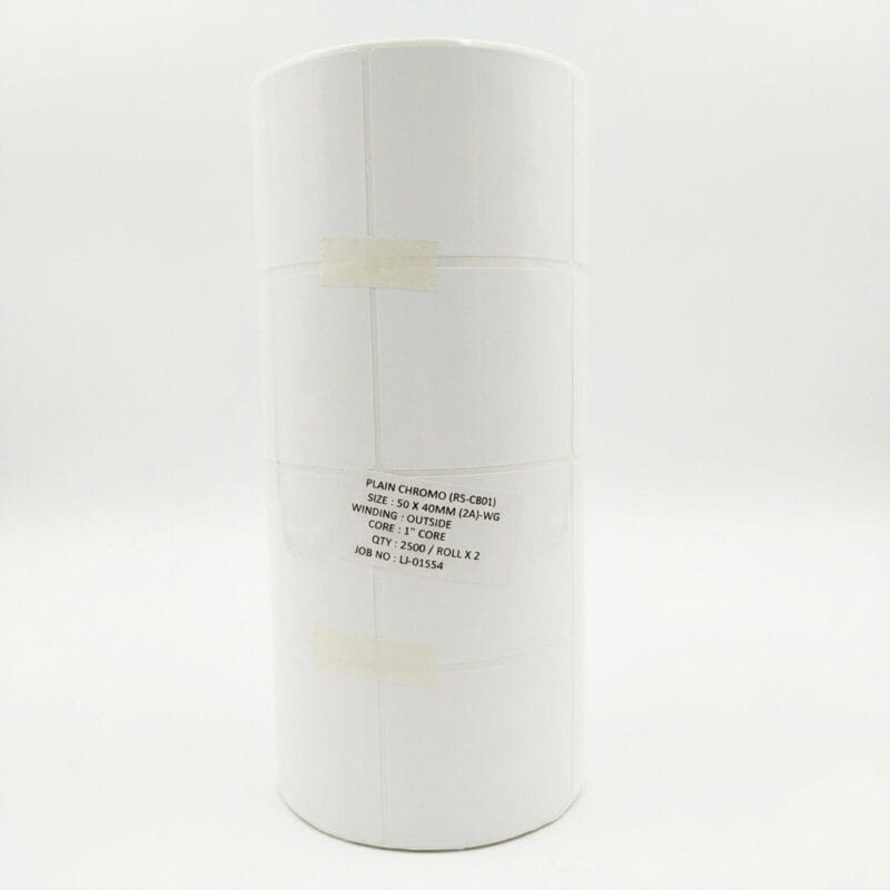Premium Plain Chromo Barcode Label Roll – 50mm x 40mm Premium Plain Chromo Barcode Label Roll – 50mm x 40mm