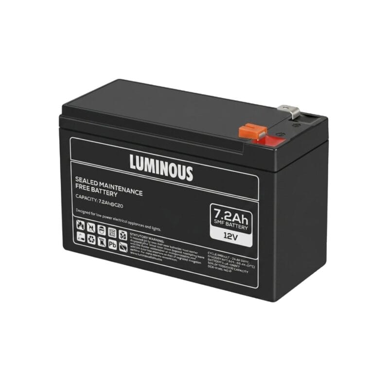 2026/06/wp-1783279739232.jpg Luminous 12V 7.2Ah Sealed Maintenance Free (SMF) Rechargeable UPS Battery