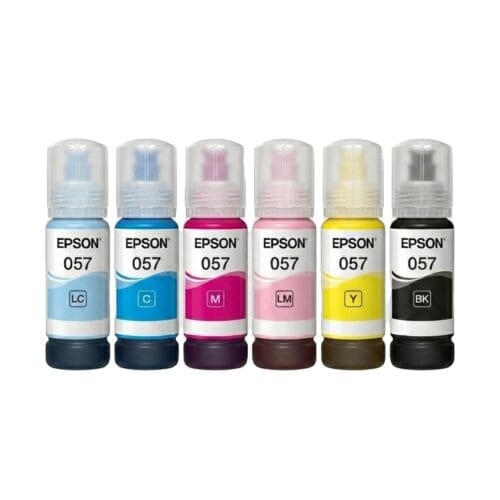 Genuine Epson 057 EcoTank Ink Bottles (Full 6-Color Set: Bk/C/M/Y/LC/LM)