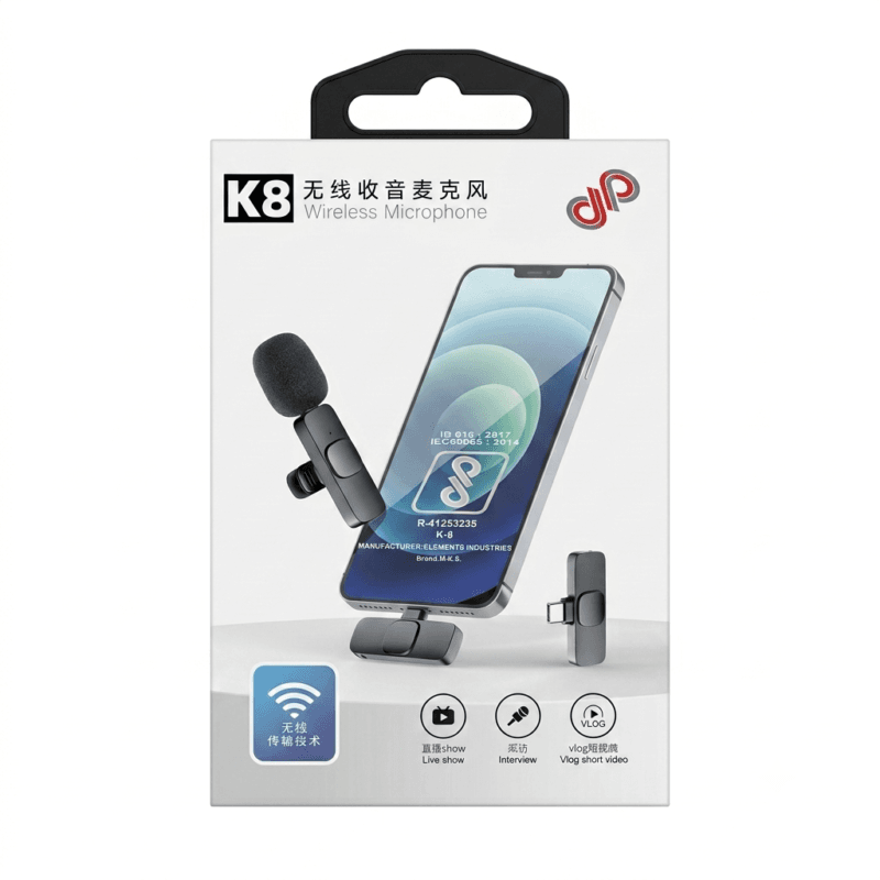 K8 Wireless Microphone System – Plug-and-Play Lavalier Lapel Mic Kit