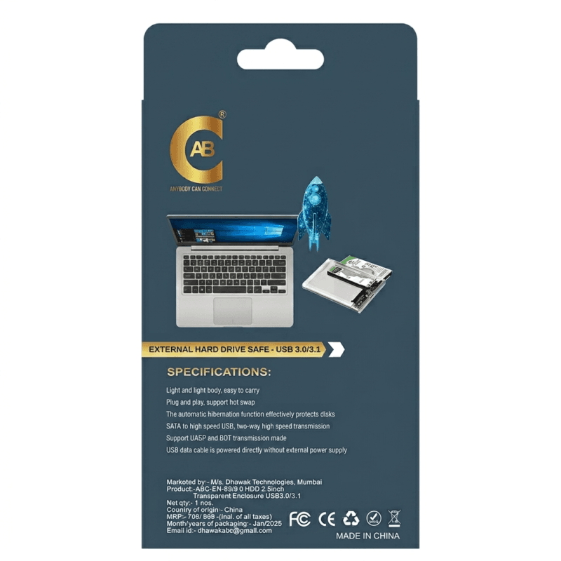 ABC Premium Quality 2.5-inch Hard Drive Type C Enclosure