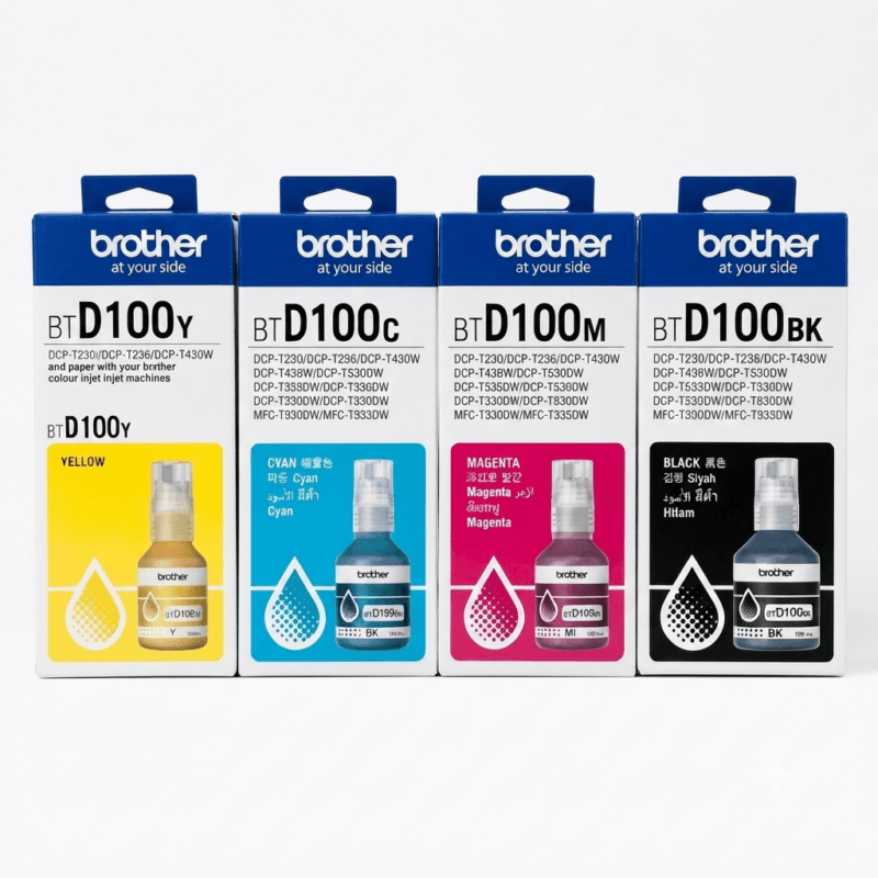 Genuine Brother BTD100 Multi-Color Ink Bottle Combo Pack