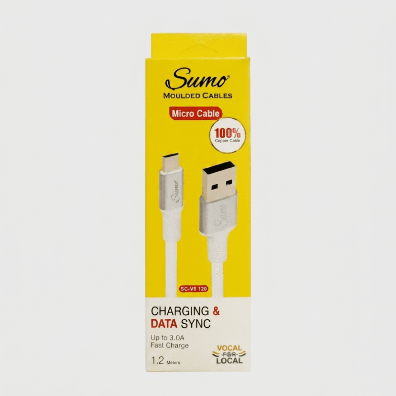 1783101405411 Sumo Moulded Cables 1.2-Meter Micro USB Cable – Premium USB-A to Micro USB Charging and Data Sync Cord