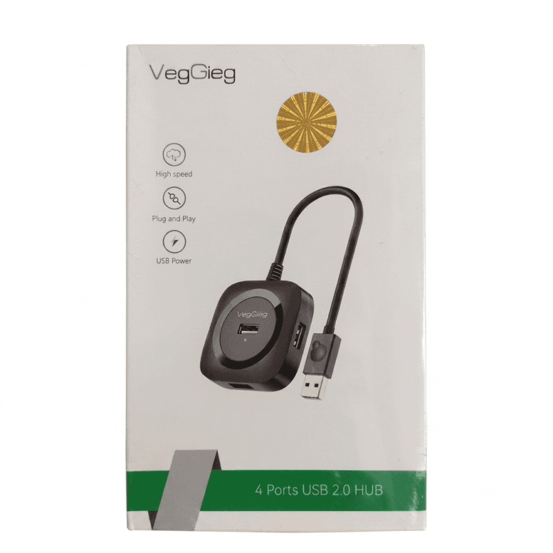 VegGieg 4 Port USB 2.0 Hub – USB Type-A High-Speed Hub