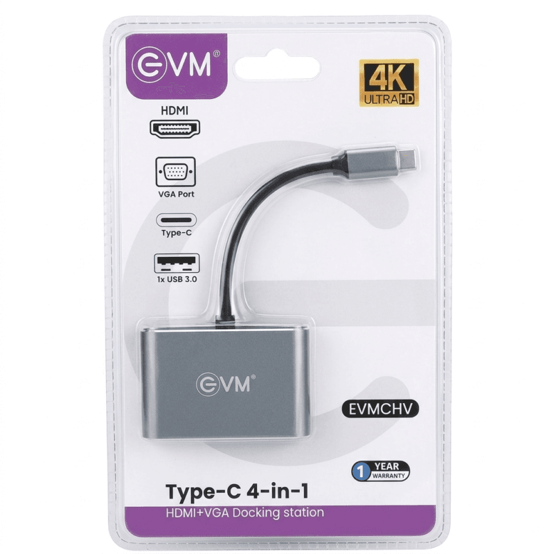 1784622774412 EVM Type-C 4-in-1 Docking Station - HDMI + VGA