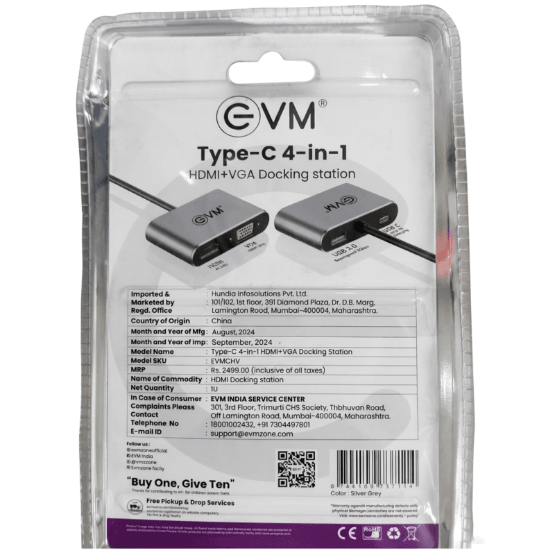 1784622932277 EVM Type-C 4-in-1 Docking Station - HDMI + VGA