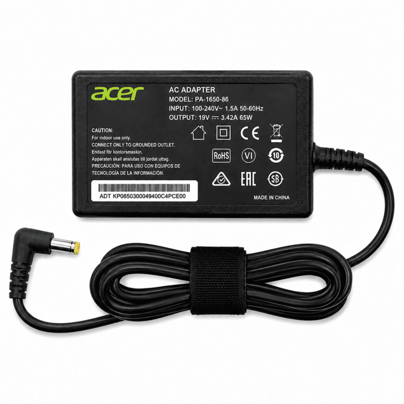 ACER ADAPTER LAPTOP ACER 19V 3.42A 65W Genuine Acer 65W Laptop Power Adapter Charger ( Yellow Tip Pin)