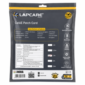 PatchCoard Lapcare India Cat6E High-Speed Ethernet Patch Cord