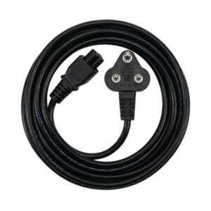 Premium Heavy-Duty 3-Pin Power Cable – 1.8M (6ft), Black | BS 546 (Type D) to IEC C5 Cloverleaf AC Power Cord