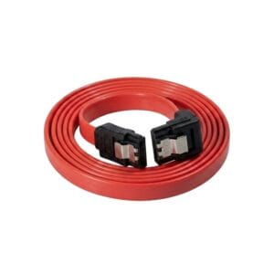 Premium SATA III 6Gbps Data Cable Straight to Right-Angle with Locking Latches – 3m (10ft), Red