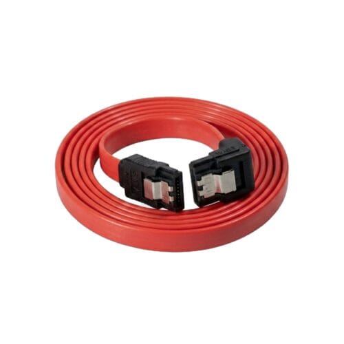 Premium SATA III 6Gbps Data Cable Straight to Right-Angle with Locking Latches – 3m (10ft), Red