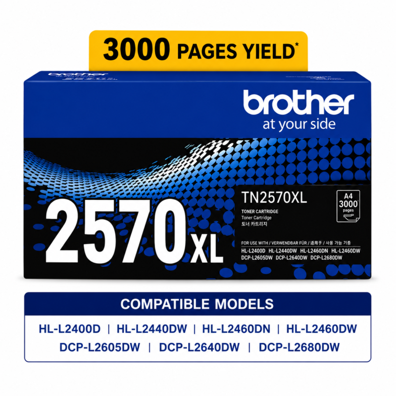 Brother TN-2570XL Genuine Black High Yield Toner Cartridge