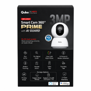 ChatGPT Image Aug 9, 2026, 11_20_17 PM Qubo Smart Cam 360° Prime 3MP 2K Wi-Fi CCTV Security Camera with AI Guard