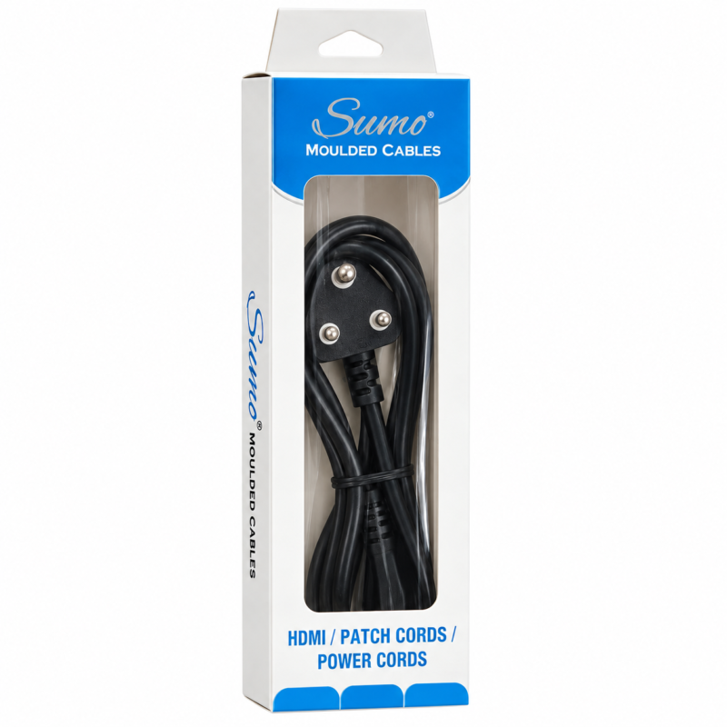 Sumo Moulded Power Cord black three-pin power cable in retail packaging Sumo Moulded Power Cord