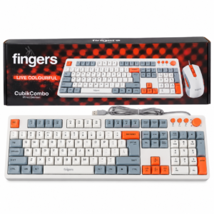 FINGERS CubikCombo wired keyboard with white, grey and orange keys and dedicated (2) FINGERS CubikCombo wired keyboard with white, grey and orange keys and dedicated