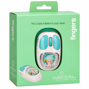 FINGERS CuteClicks WB4 Wireless Mouse – Happy White + Teal