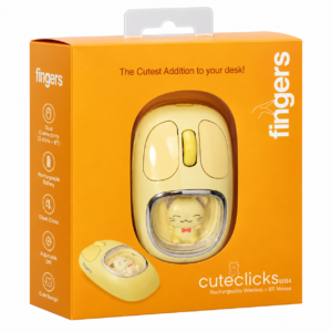 FINGERS CuteClicks WB4 Sunshine Yellow Rechargeable Wireless + Bluetooth Mouse FINGERS CuteClicks WB4 Mouse Sunshine Yellow Rechargeable Wireless Bluetooth Mouse