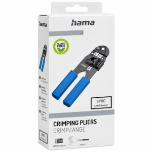 Hama Crimping Pliers for Network Cables 00200794 black blue 8P8C RJ45 tool Hama Crimping Pliers for Network Cables 00200794 black blue 8P8C RJ45 tool packaging