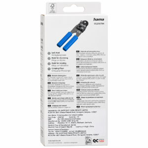 Hama Crimping Pliers for Network Cables 00200794 black blue 8P8C RJ45 tool packaging Hama Network Cable Crimping Pliers 8P8C