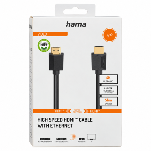 Hama High-Speed HDMI Cable 5m 00205007 4K Ethernet retail packaging Hama High-Speed HDMI Cable 5m 00205007 4K Ethernet retail packaging