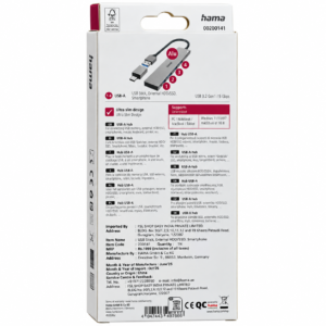 Hama USB Hub Ultra Slim with USB-C Adapter, 4-Port USB-A Hub, Model 200141 (2) Hama USB Hub “Ultra Slim” + USB-C Adapter