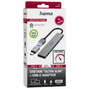 Hama USB Hub “Ultra Slim” + USB-C Adapter