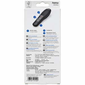 Hama X-Pointer Wireless Laser Presenter 00139915 Hama X-Pointer Wireless Laser Presenter 00139915 black presentation remote retail packaging