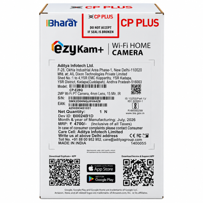 CP PLUS CP-E28Q Wi-Fi Camera – 2MP PT Camera