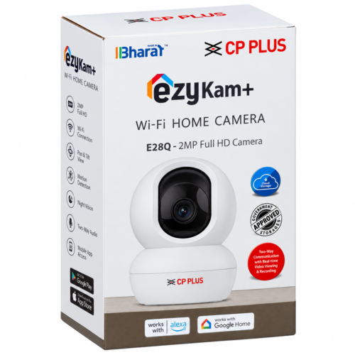 Image ALT Text CP PLUS CP-E28Q ezyKam+ 2MP Wi-Fi PT Camera retail packaging