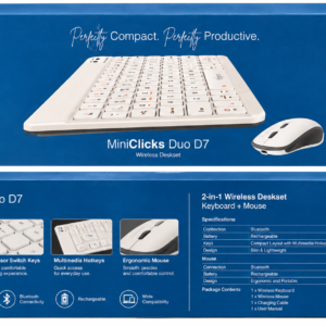 FINGERS MiniClicks Duo D7 Wireless Deskset – Classic White
